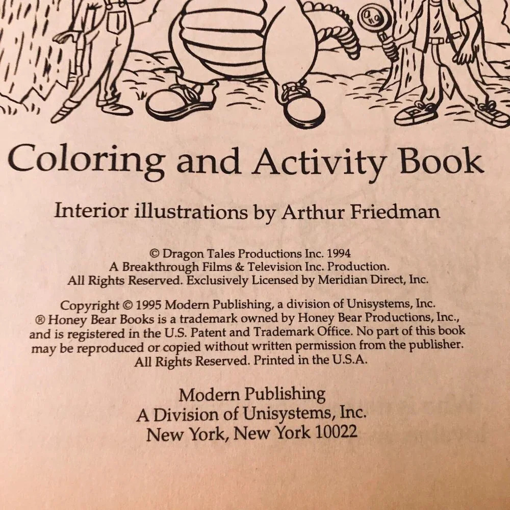 Vintage 1995 The  Adventures of Dudley The Dragon Coloring and Activity Books - Picture 13 of 16
